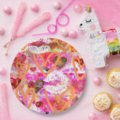 Harten en lippen papieren bordje (Feest)