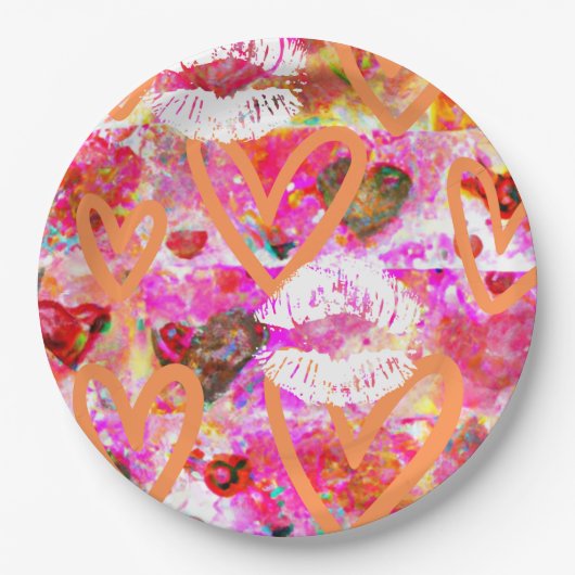 Harten en lippen papieren bordje (Voorkant)