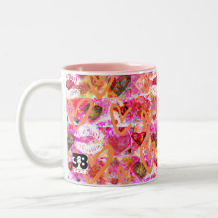 Harten en lippen tweekleurige koffiemok