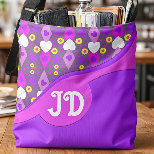Harten En Madeliefjes Roze En Paars Crossbody Tas