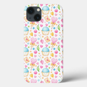 Harten en Muffins heerlijk Waterverf Patroon Case-Mate iPhone Case