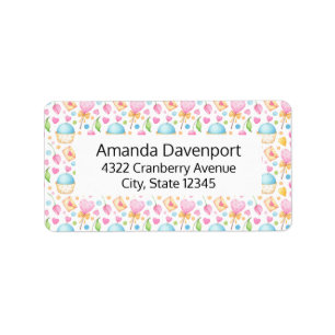 Harten en Muffins heerlijk Waterverf Patroon Etiket