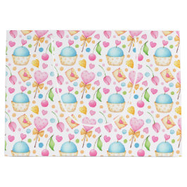 Harten en Muffins heerlijk Waterverf Patroon Groot Cadeauzakje