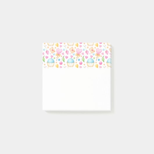 Harten en Muffins heerlijk Waterverf Patroon Post-it® Notes (Voorkant)