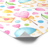 Harten en Muffins heerlijk Waterverf Patroon Poster (Hoek)