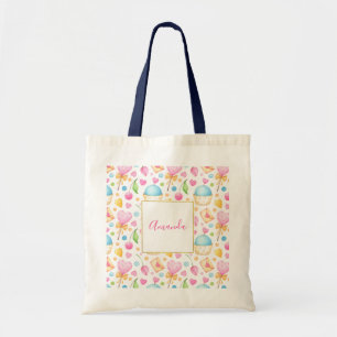 Harten en muffins Verrukkelijk waterverfpatroon Tote Bag
