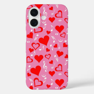 Harten en Muzieknoten iPhone 16 Hoesje