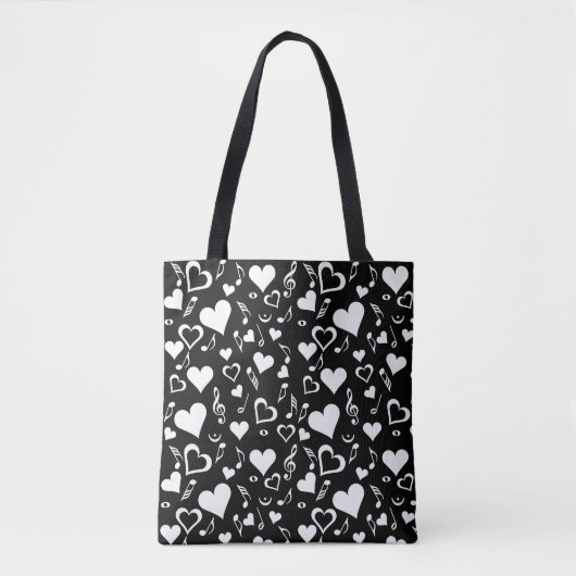 Harten en Muzieknoten Tote Bag (Voorkant)