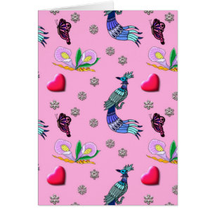 Harten en pacocks - Roze & Cyaan-waanzin