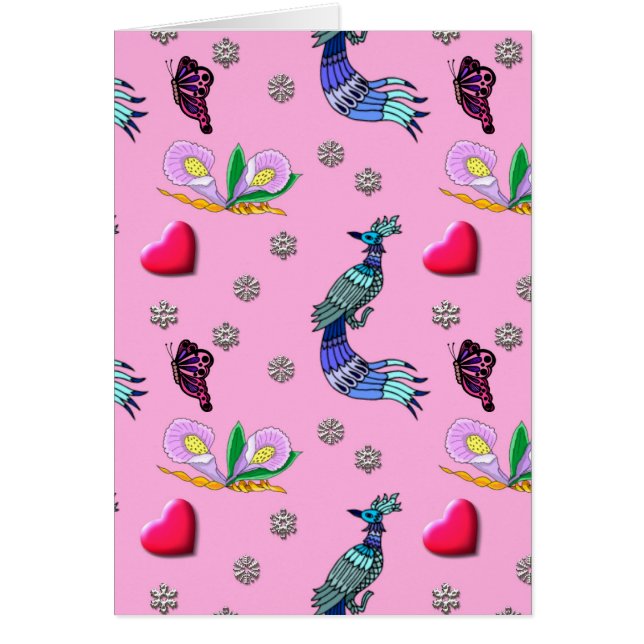 Harten en pacocks - Roze & Cyaan-waanzin (Voorkant)