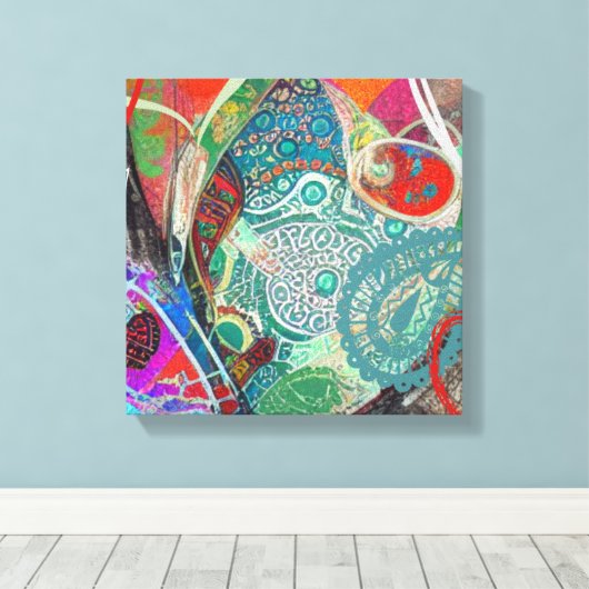 Harten en Paisley Canvas Afdruk (Insitu (Houten vloer))