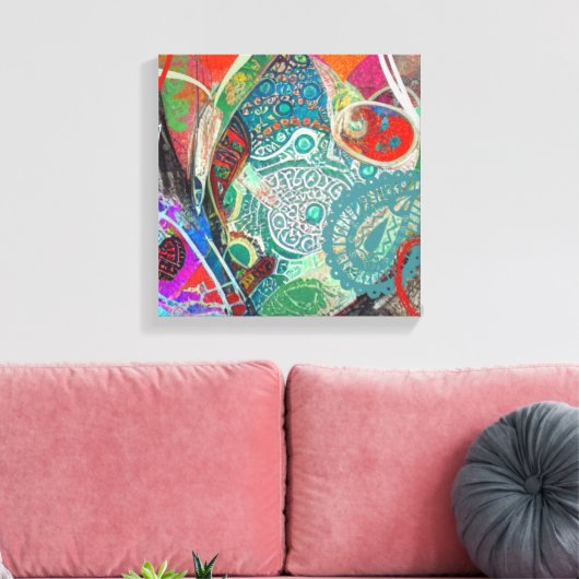 Harten en Paisley Canvas Afdruk (Insitu (Woonkamer))