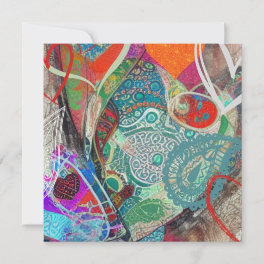 Harten en Paisley Feestdagenkaart (Voorkant)