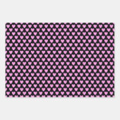 Harten en Pareltjes op zwart, roze en wit Inpakpapier Vel (Voorkant 3)