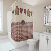 Harten en peperkoek man douchegordijn (In situ)