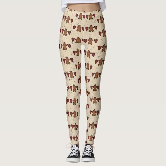 Harten en peperkoek man Leggings (Voorkant)