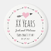 Harten en pijlen gepersonaliseerde bruiloft Jubile Magneet (Voorkant)