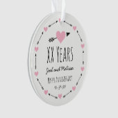 Harten en pijlen gepersonaliseerde bruiloft Jubile Ornament (voorkant)