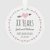 Harten en pijlen gepersonaliseerde bruiloft Jubile Ornament (achterkant)