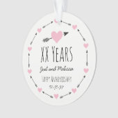 Harten en pijlen gepersonaliseerde bruiloft Jubile Ornament (voorkant)