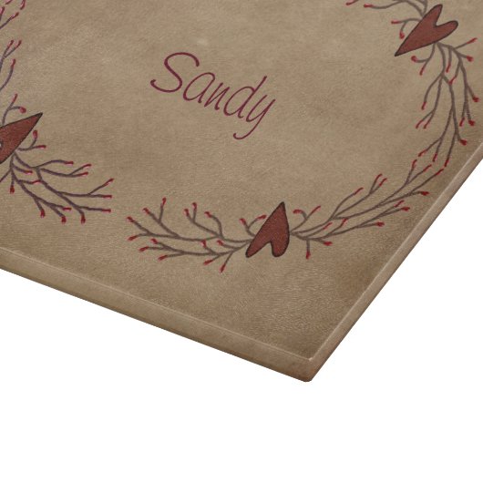 Harten en Pip Berry glazen snijplank (Hoek)