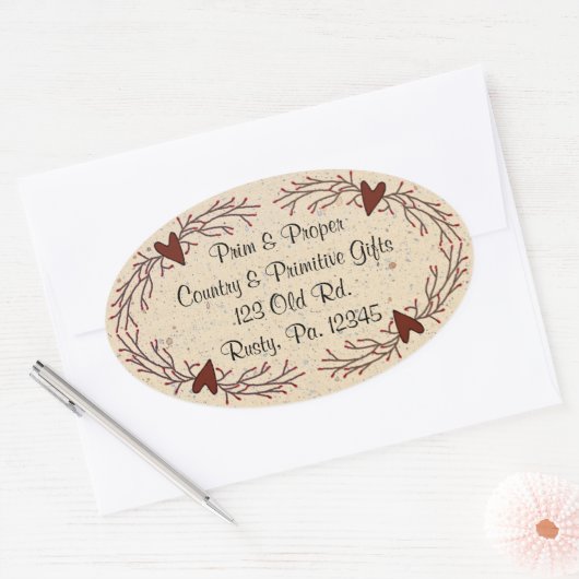 Harten en Pip Berry Oval Sticker (Envelop)