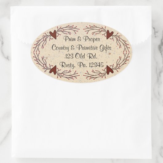 Harten en Pip Berry Oval Sticker (Tas)