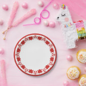 Harten en poka Dots Red & White Wedwing Love Papieren Bordje (Feest)