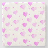 Harten en Polka Dots Roze patroon Stenen Onderzetter (Voorkant)