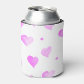 Harten en Polka Dots Roze Waterverf Blikjeskoeler (Blikje Voorkant)