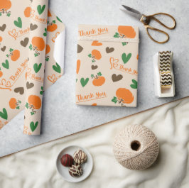 Harten en pompoenen Happy Thanksgiving Naadloos Cadeaupapier