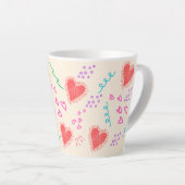 Harten en punten patroon Latte Mok (Rechterhoek)