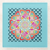 Harten en Quilt Design Blauwe Drank Coaster Glazen Onderzetter (Voorkant)