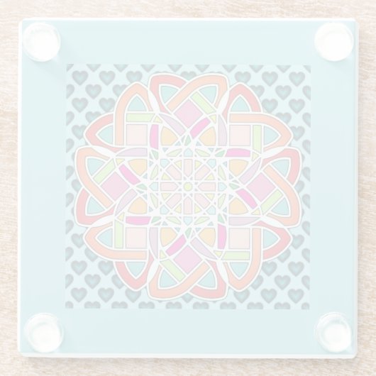 Harten en Quilt Design Blauwe Drank Coaster Glazen Onderzetter (Achterkant)