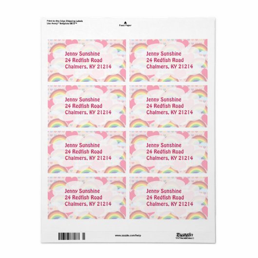 Harten en Rainbows Labels (Full Sheet)