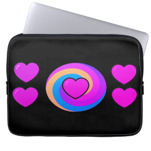 Harten en regenbogen op een zwarte achtergrond laptop sleeve