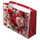Harten en rode rozen Valentijnsdag Groot Cadeauzakje (Achterkant Gekanteld)