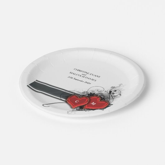 Harten en rollen papieren bordje (Gekanteld)