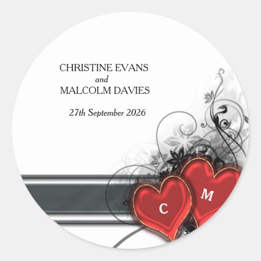 Harten en rollen ronde sticker (Voorkant)