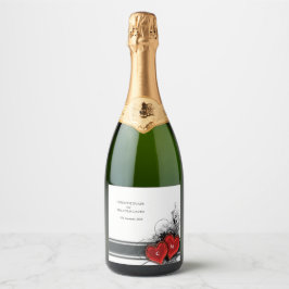 Harten en rollen sparkling wijnetiket