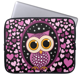 harten en roze uil laptop sleeve