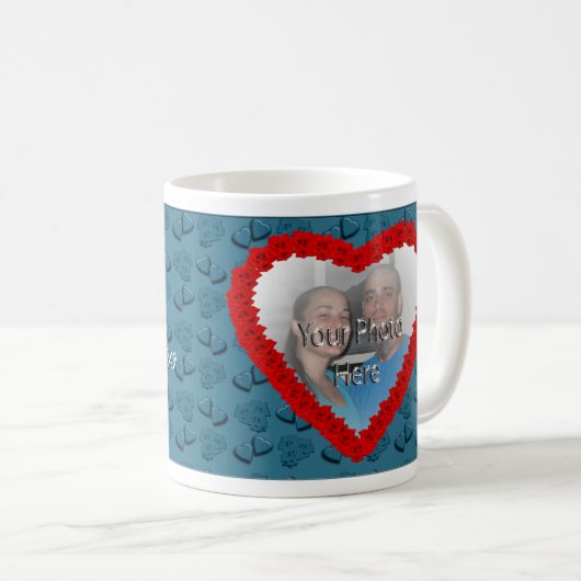 Harten en Rozen Blauwe  Foto Mok (Voorkant rechts)