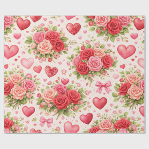 Harten en Rozen  Cadeaupapier