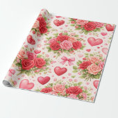 Harten en Rozen  Cadeaupapier (Uitgerold)