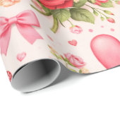 Harten en Rozen  Cadeaupapier (Rol Hoek)