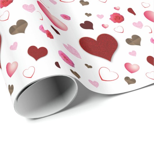 Harten en Rozen Cadeaupapier (Rol Hoek)