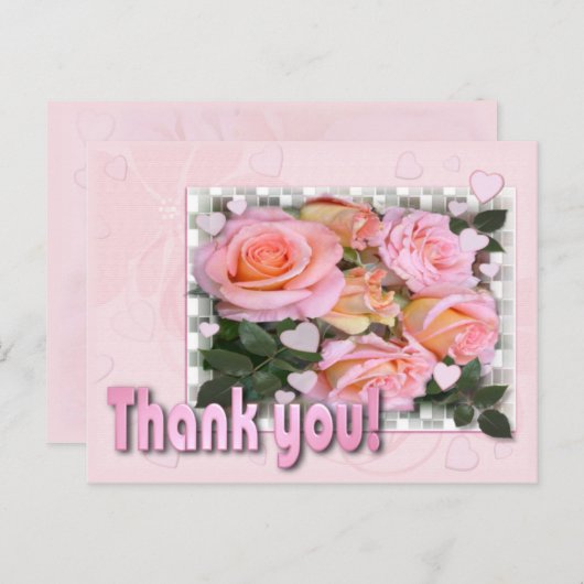 Harten en Rozen Dank U Briefkaart (Voorkant / Achterkant)