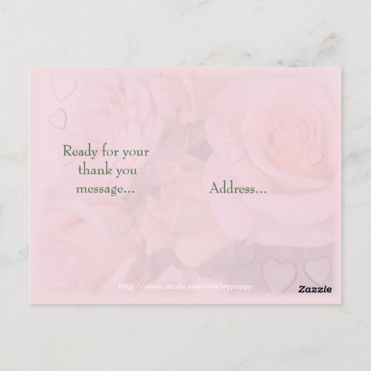 Harten en Rozen Dank U Briefkaart (Achterkant)