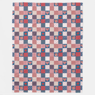 Harten en Rozen Faux Patchwork Fleece Blanket