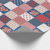 Harten en Rozen Faux Patchwork Wrapping Paper Cadeaupapier (Hoek)